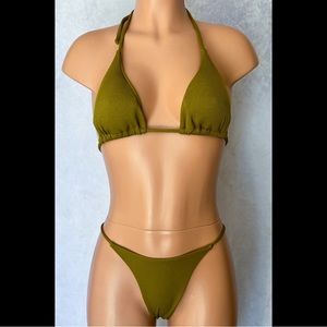 Olive, Halter, Bikini Set
